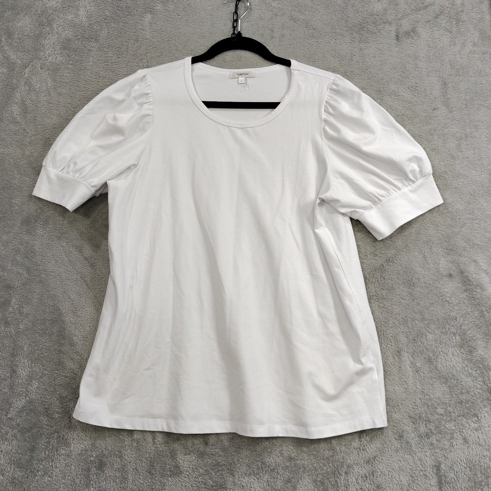 Tyler‎ Boe Top Women's Size L Kari Puff Sleeve White Clean Girl Cotton Stretch